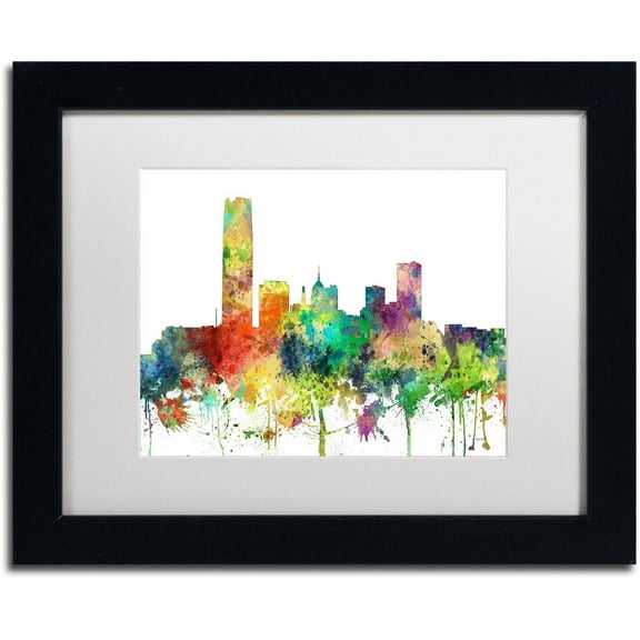 Trademark Fine Art "Oklahoma City Oklahoma Skyline SP" Canvas Art by Marlene Watson, White Matte, Black Frame