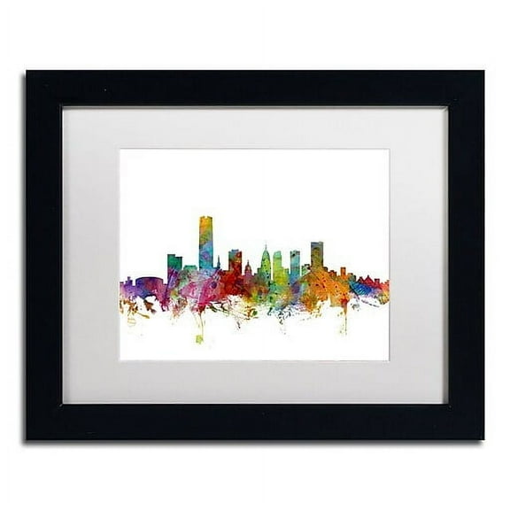 Trademark Fine Art 'Oklahoma City Skyline' Canvas Art by Michael Tompsett, White Matte, Black Frame