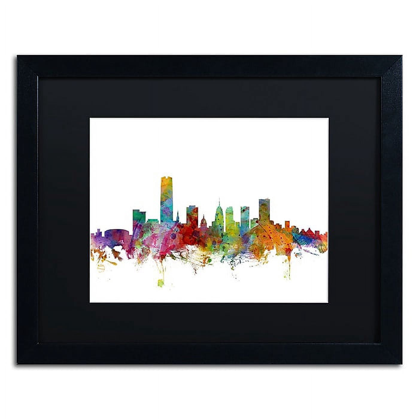 Trademark Fine Art ''Oklahoma City Skyline'' by Michael Tompsett 16" x 20" Black Matted Black Frame (MT0574-B1620BMF)