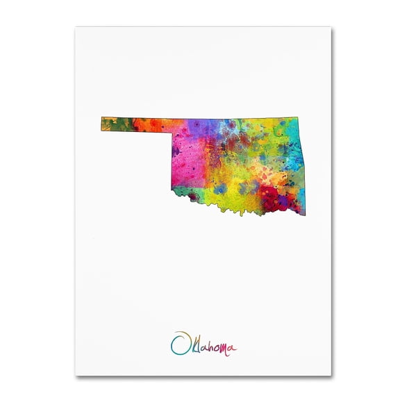 Trademark Fine Art "Oklahoma Map" Canvas Art by Michael Tompsett