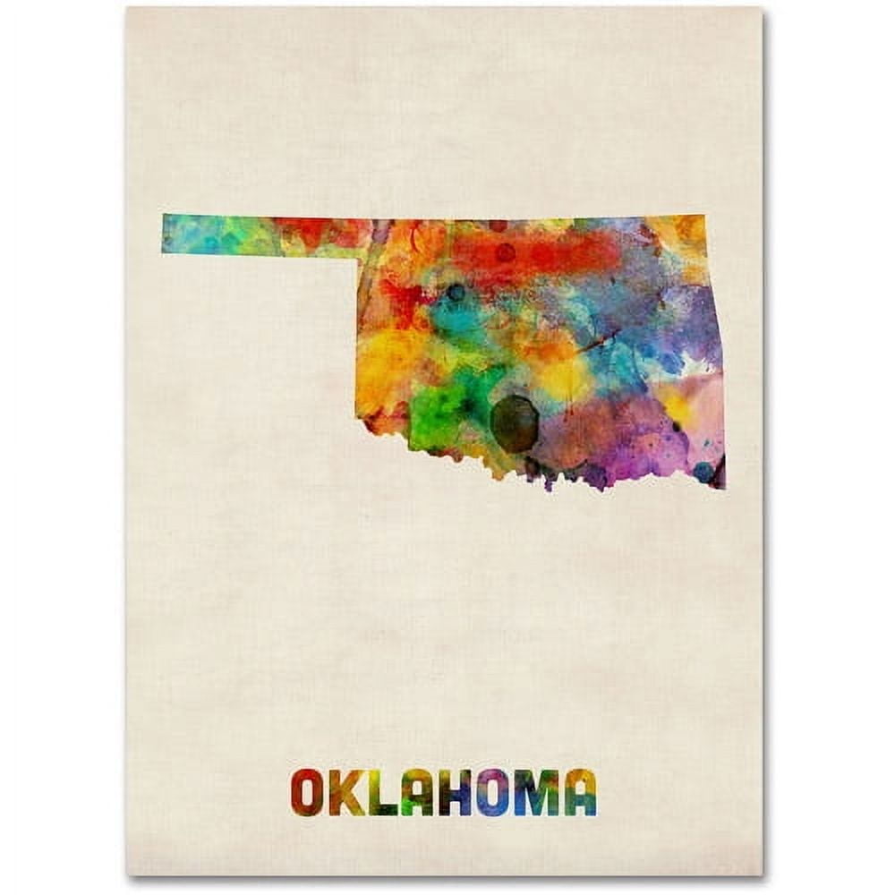 Trademark Fine Art "Oklahoma Map" Canvas Wall Art by Michael Tompsett