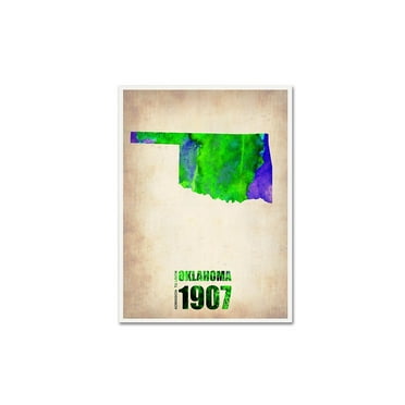 Trademark Fine Art "Oklahoma Watercolor Map" Canvas Art by Naxart