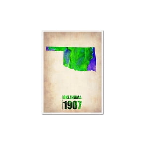 Trademark Fine Art "Oklahoma Watercolor Map" Canvas Art by Naxart