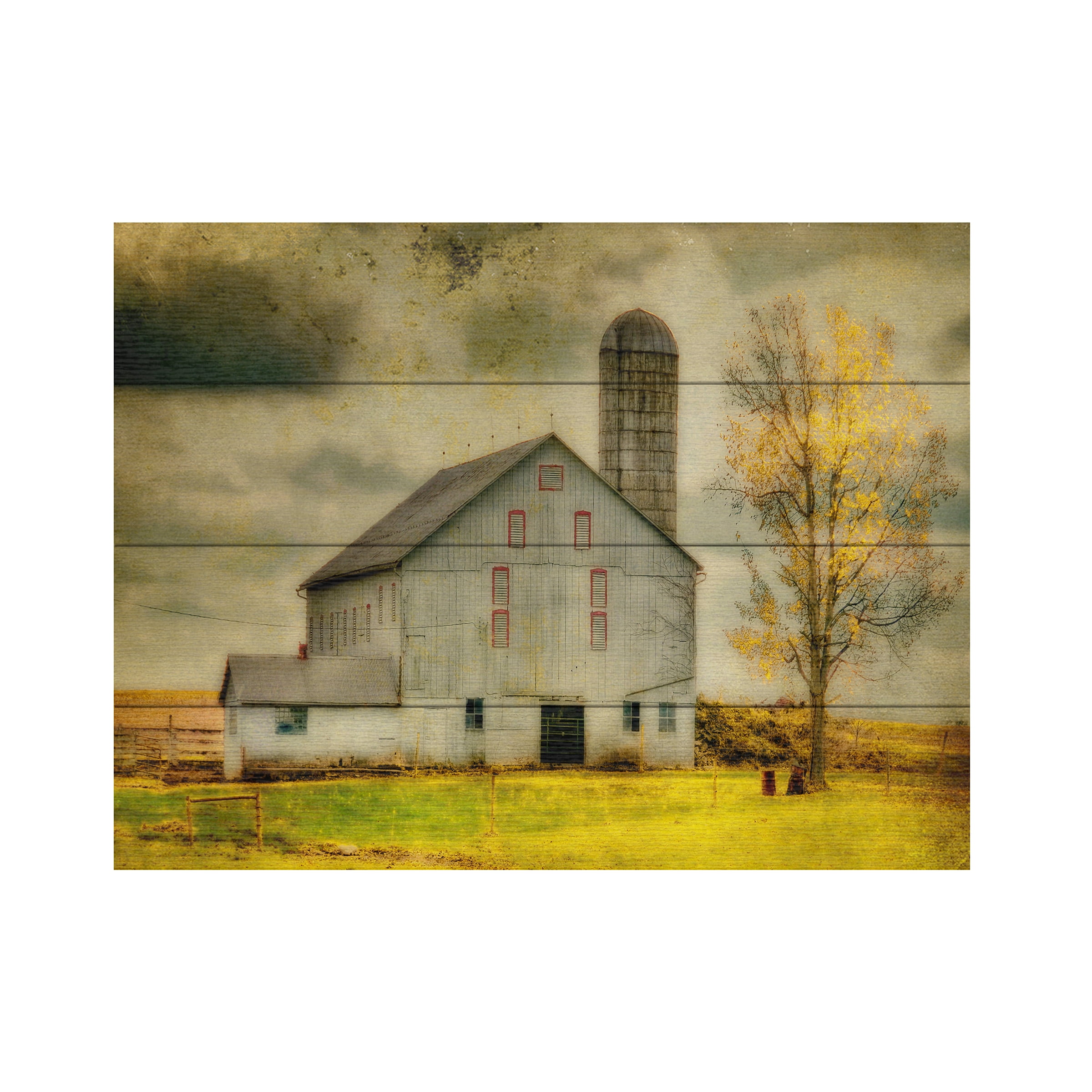 Rustic 12x16 Mixed Media Landscape on Wood Canvas