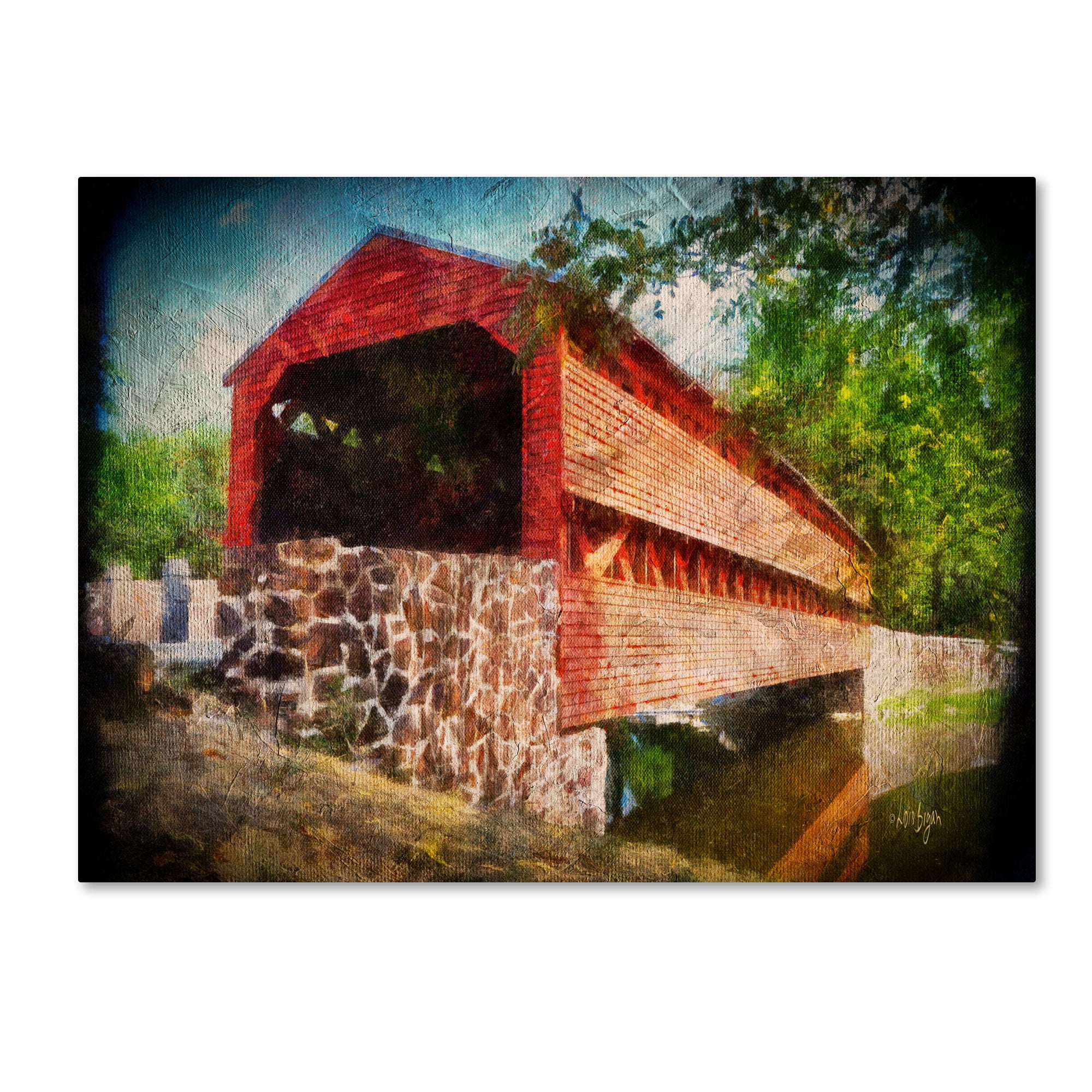 Trademark Fine Art "Old Covered Bridge" Canvas Art by Lois Bryan