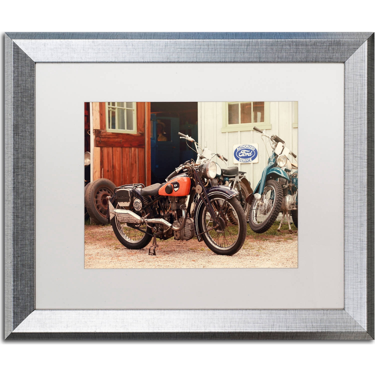 Trademark Fine Art "Old Garage " Canvas Art by Jason Shaffer, White Matte, Silver Frame