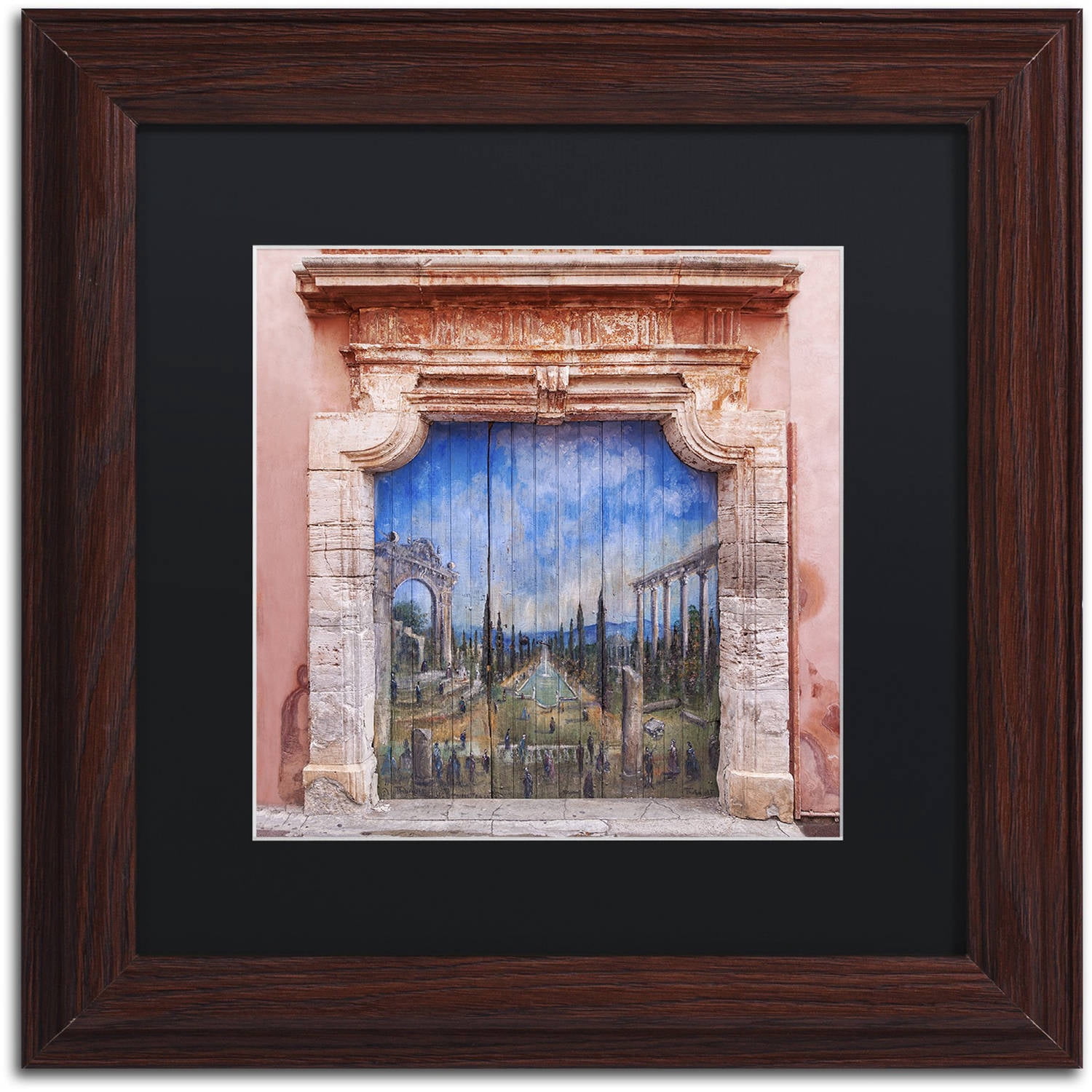 Trademark Fine Art 'Old Painted Door' Canvas Art by Michael Blanchette Photography, Black Matte, Wood Frame
