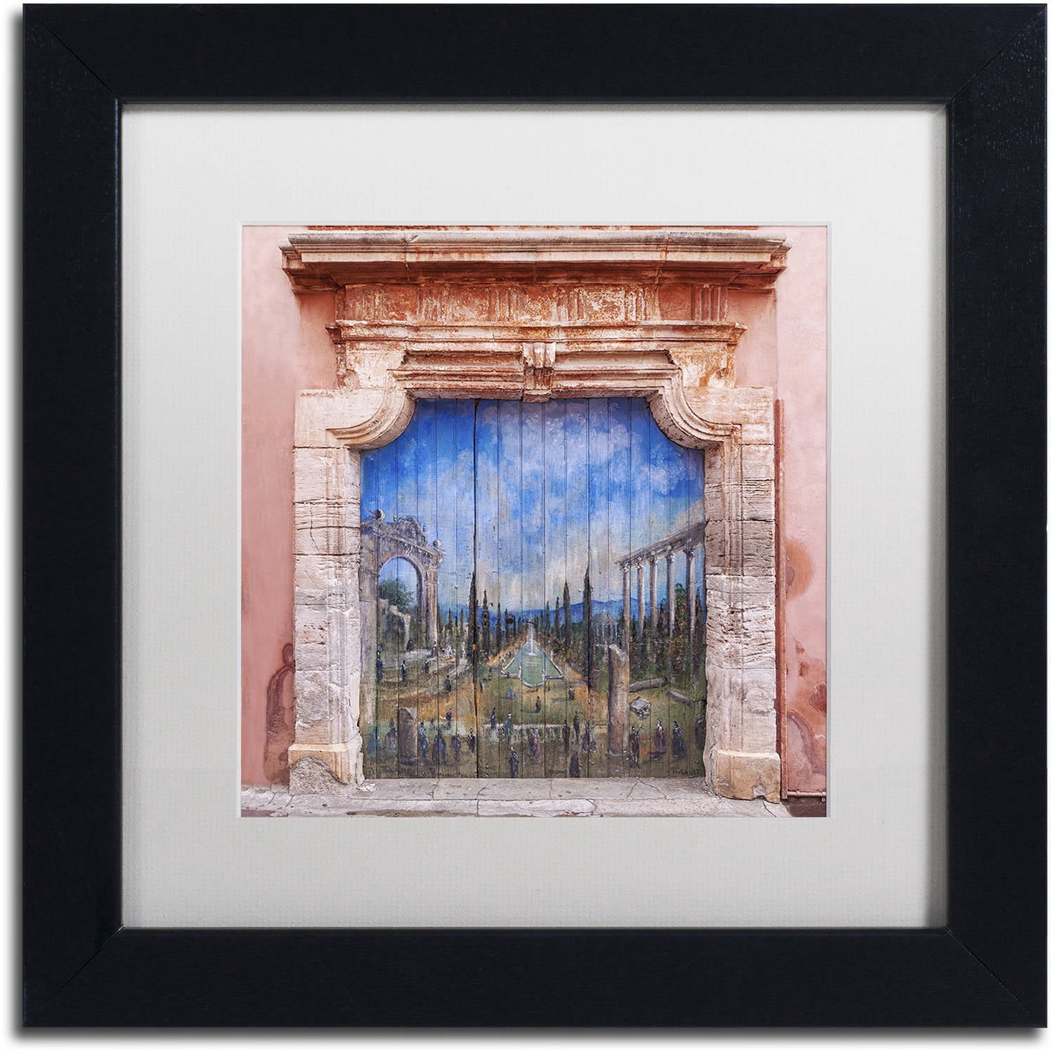 Trademark Fine Art 'Old Painted Door' Canvas Art by Michael Blanchette Photography, White Matte, Black Frame