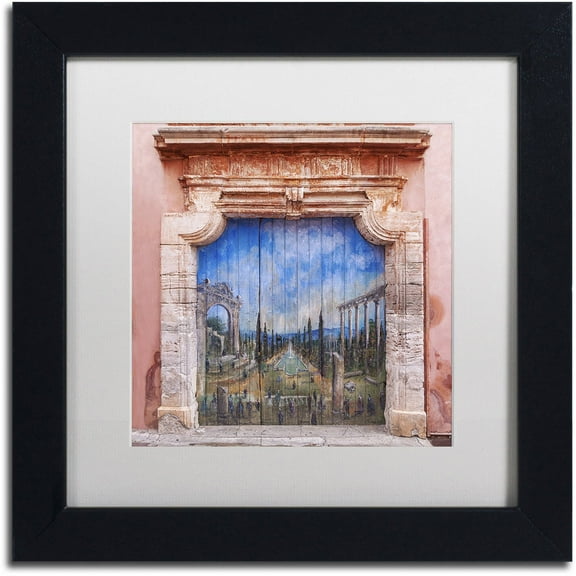 Trademark Fine Art 'Old Painted Door' Canvas Art by Michael Blanchette Photography, White Matte, Black Frame