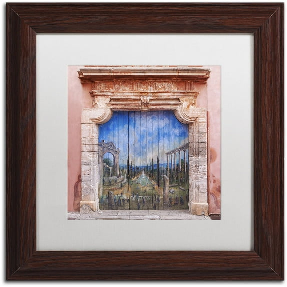 Trademark Fine Art 'Old Painted Door' Canvas Art by Michael Blanchette Photography, White Matte, Wood Frame