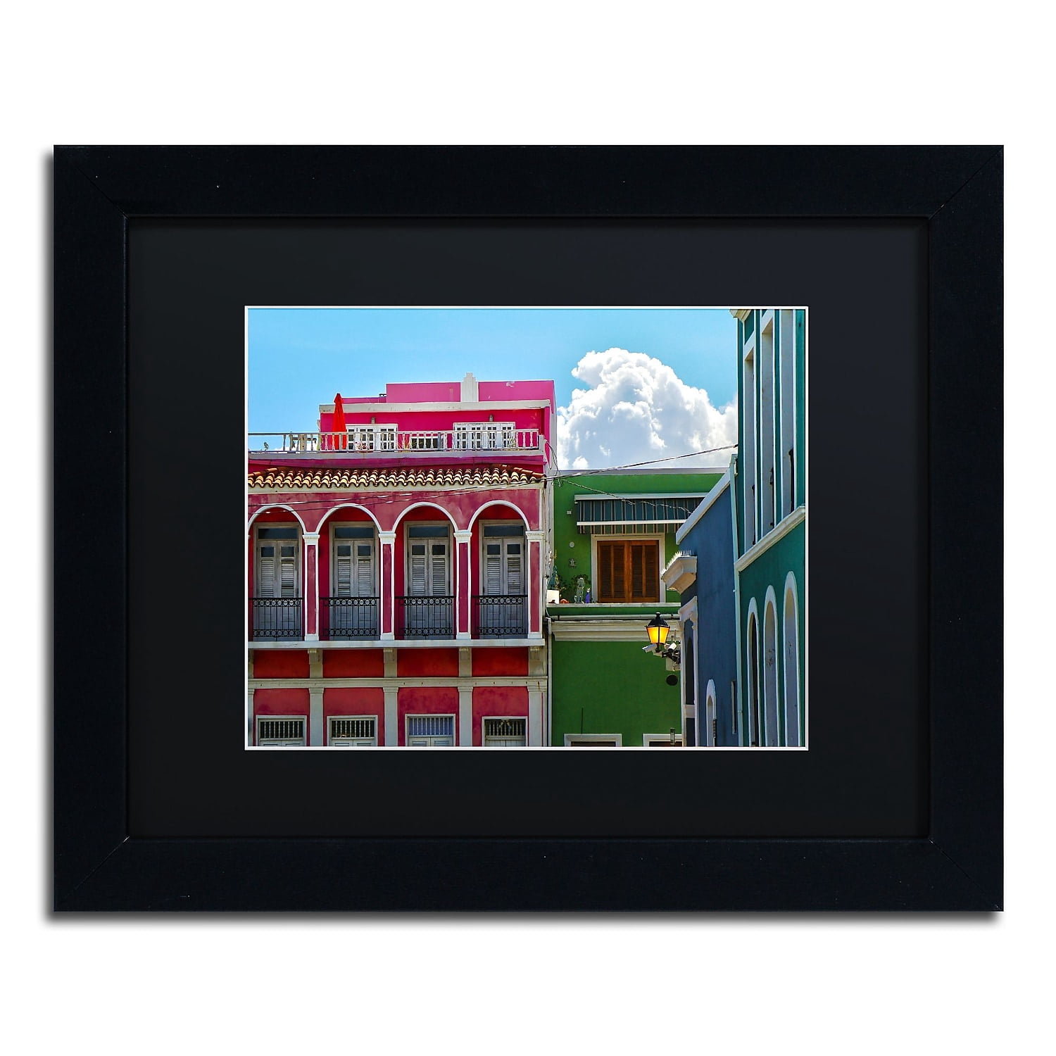 Trademark Fine Art "Old San Juan 10" Canvas Art by CATeyes, Black Matte, Black Frame