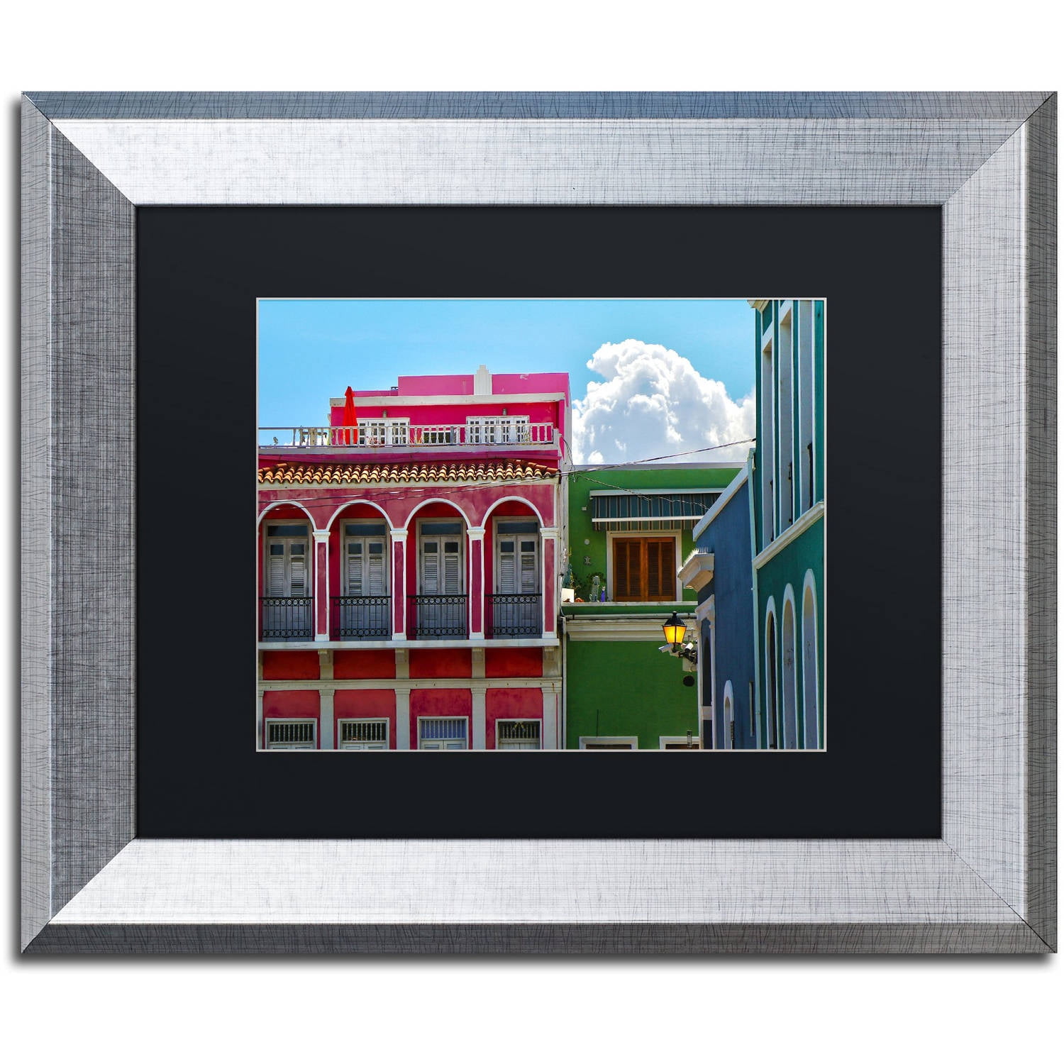Trademark Fine Art "Old San Juan 10" Canvas Art by CATeyes, Black Matte, Silver Frame
