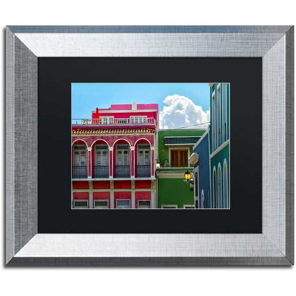 Trademark Fine Art "Old San Juan 10" Canvas Art by CATeyes, Black Matte, Silver Frame