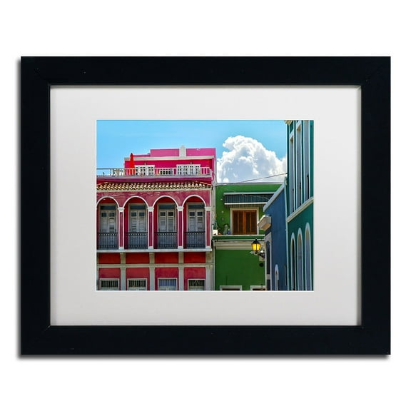 Trademark Fine Art "Old San Juan 10" Canvas Art by CATeyes, White Matte, Black Frame