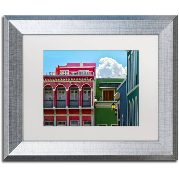 Trademark Fine Art "Old San Juan 10" Canvas Art by CATeyes, White Matte, Silver Frame