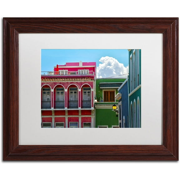 Trademark Fine Art "Old San Juan 10" Canvas Art by CATeyes, White Matte, Wood Frame