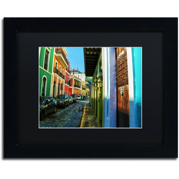 Trademark Fine Art "Old San Juan 11" Canvas Art by CATeyes, Black Matte, Black Frame