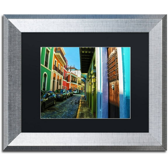 Trademark Fine Art "Old San Juan 11" Canvas Art by CATeyes, Black Matte, Silver Frame