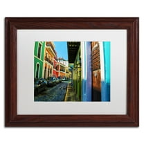 Trademark Fine Art "Old San Juan 11" Canvas Art by CATeyes, White Matte, Wood Frame