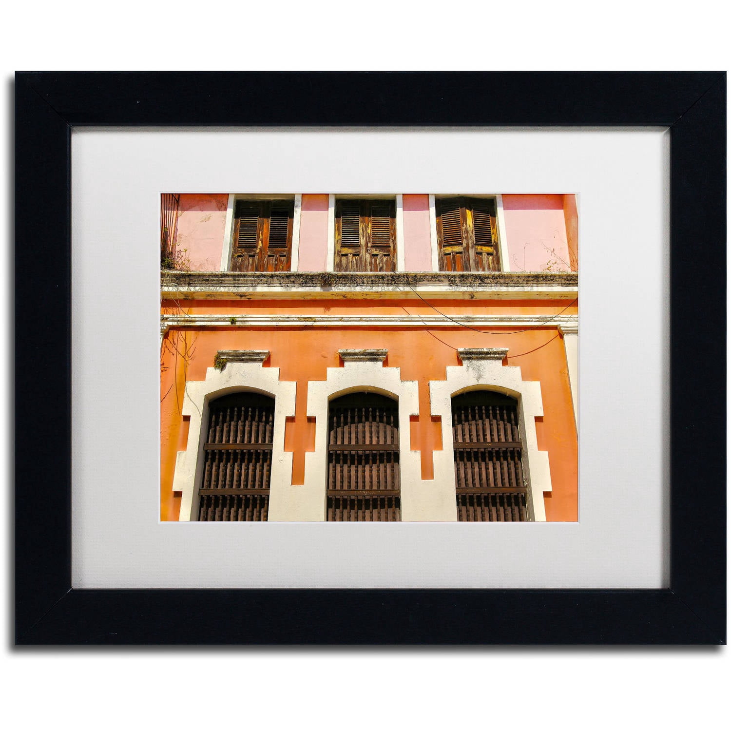 Trademark Fine Art "Old San Juan 12" Canvas Art by CATeyes, White Matte, Black Frame