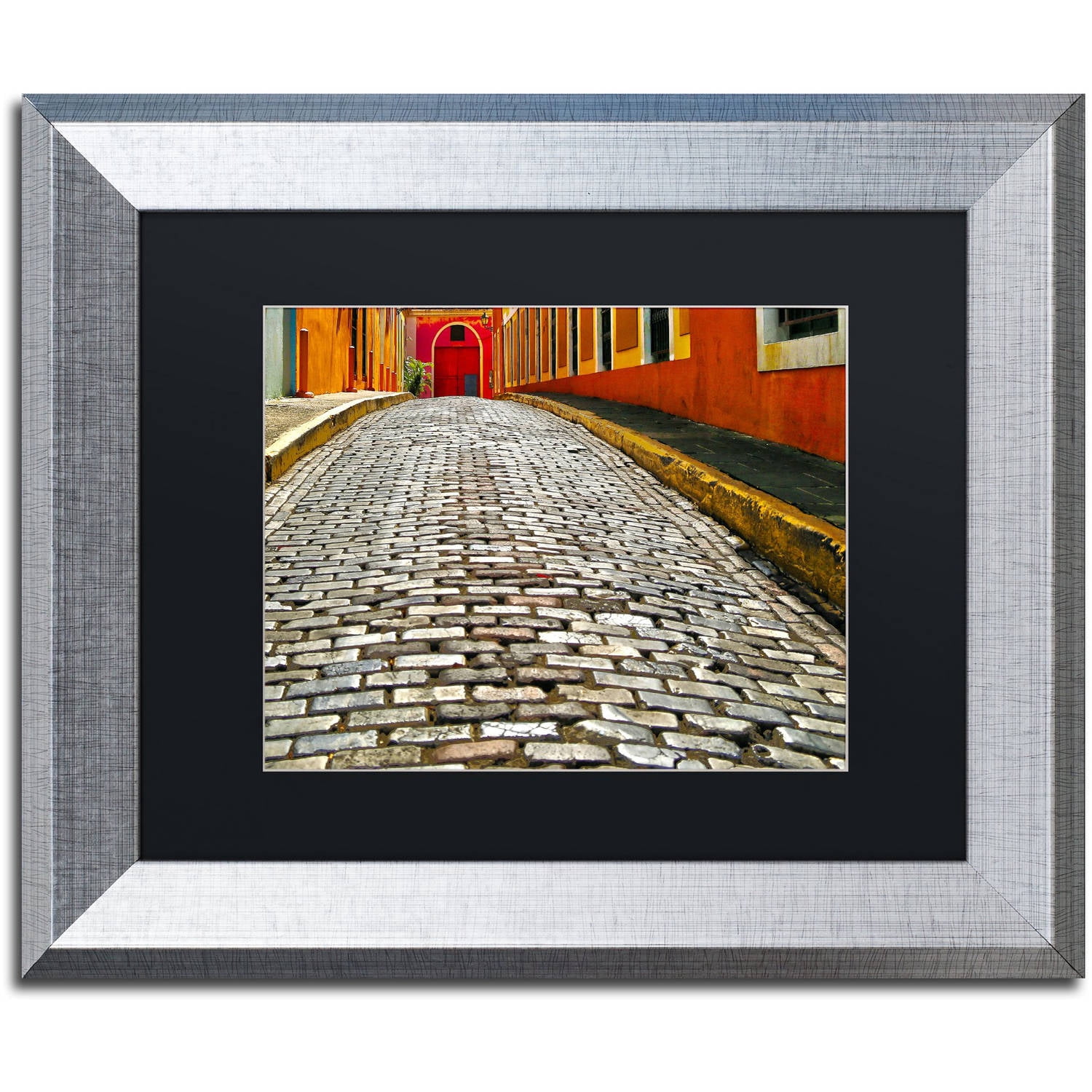 Trademark Fine Art "Old San Juan 14" Canvas Art by CATeyes, Black Matte, Silver Frame