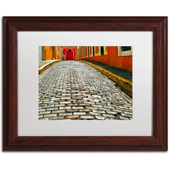 Trademark Fine Art "Old San Juan 14" Canvas Art by CATeyes, White Matte, Wood Frame