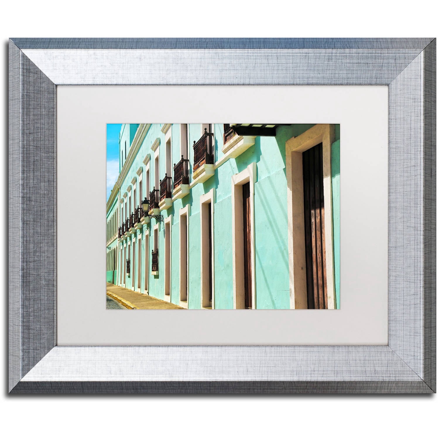 Trademark Fine Art "Old San Juan 2" Canvas Art by CATeyes, White Matte, Silver Frame