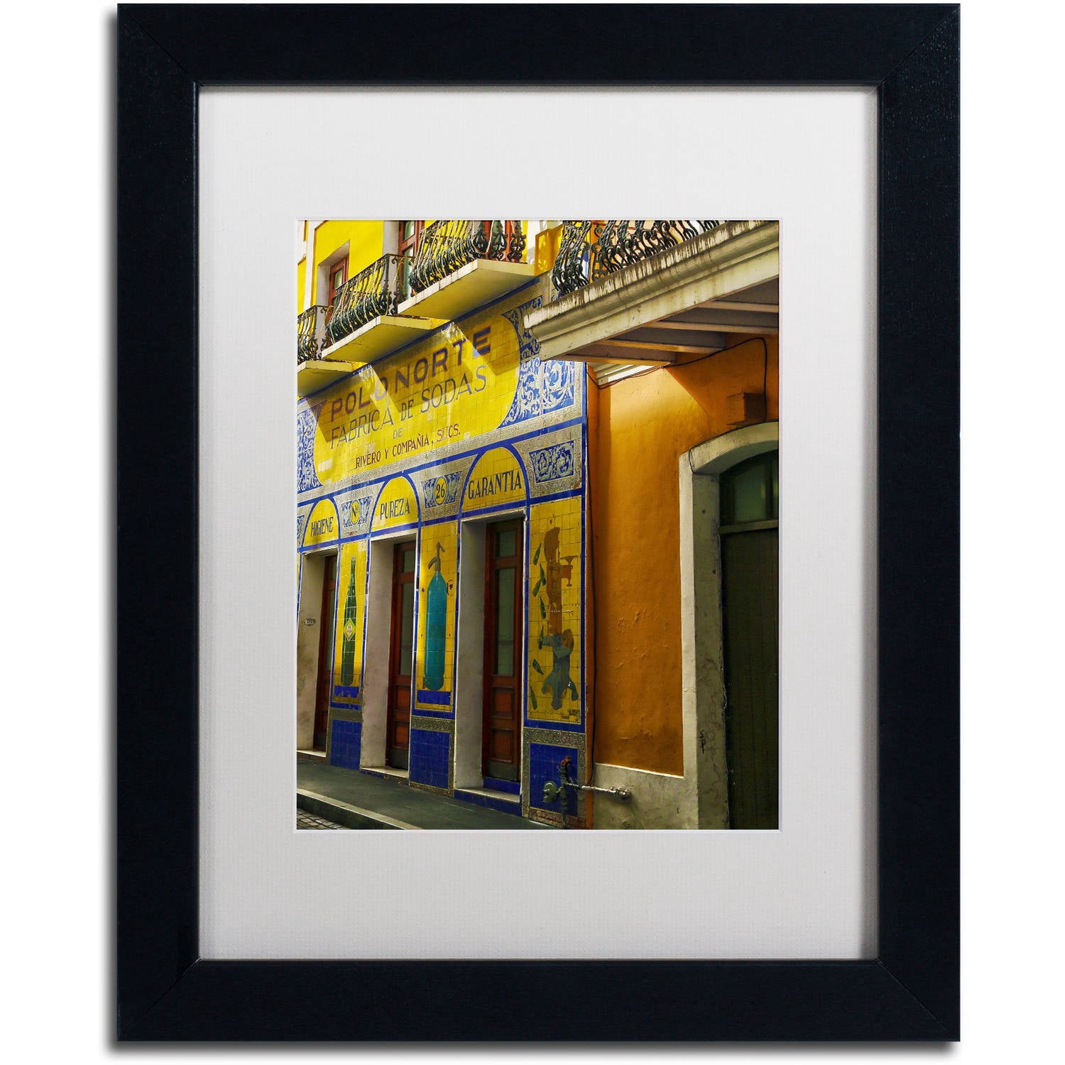 Trademark Fine Art "Old San Juan 4" Canvas Art by CATeyes, White Matte, Black Frame