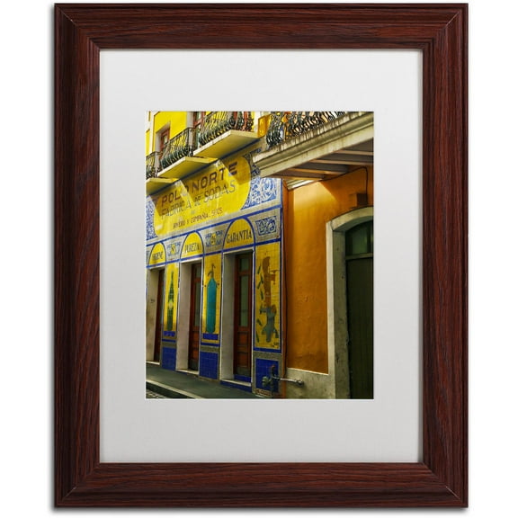 Trademark Fine Art "Old San Juan 4" Canvas Art by CATeyes, White Matte, Wood Frame
