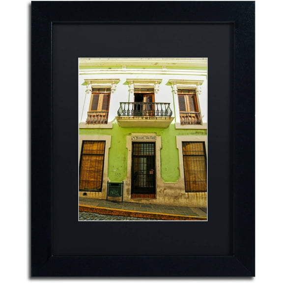 Trademark Fine Art "Old San Juan 5" Canvas Art by CATeyes, Black Matte, Black Frame