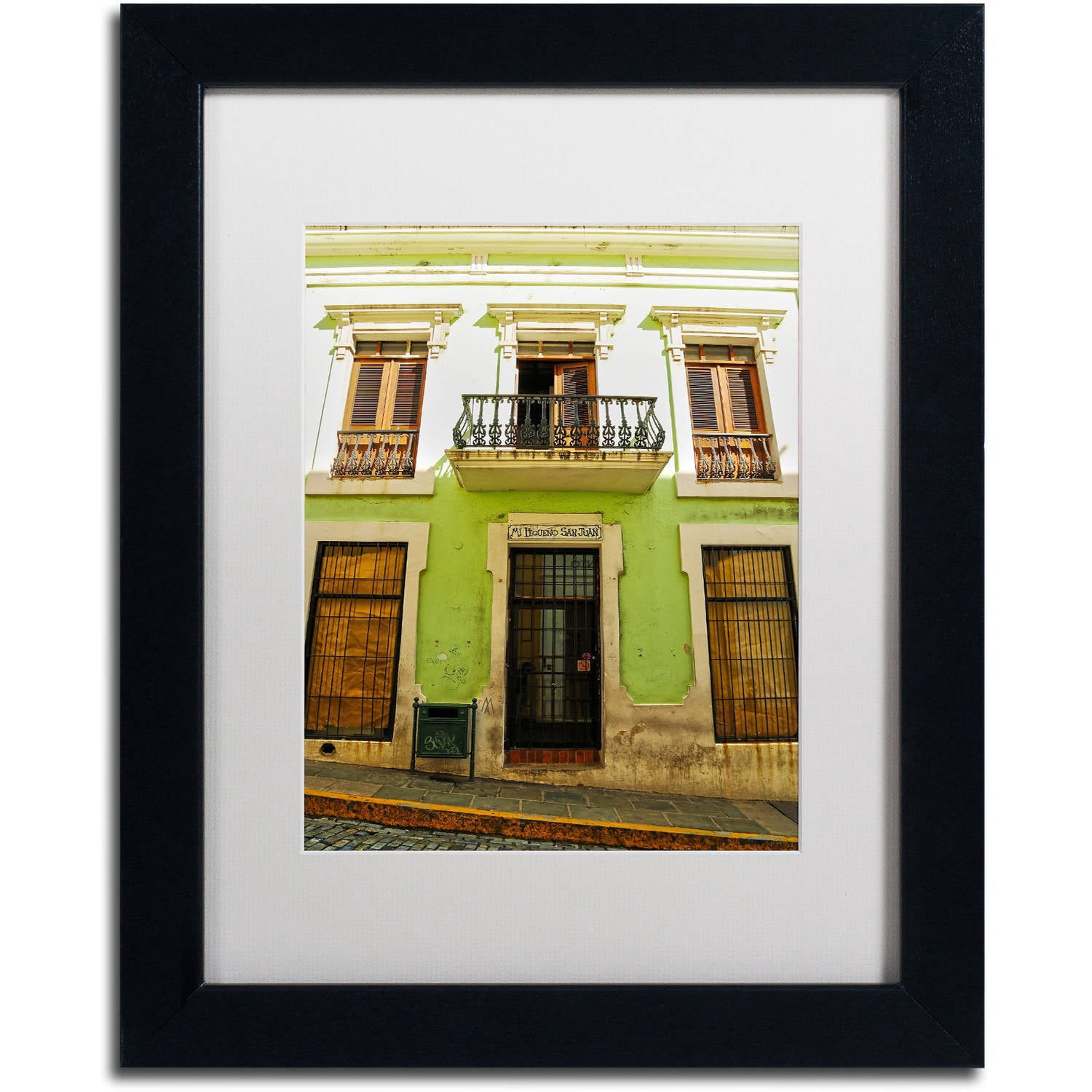 Trademark Fine Art "Old San Juan 5" Canvas Art by CATeyes, White Matte, Black Frame
