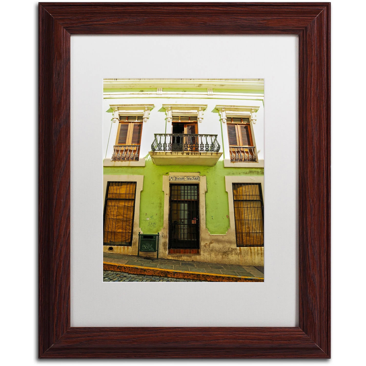 Trademark Fine Art "Old San Juan 5" Canvas Art by CATeyes, White Matte, Wood Frame