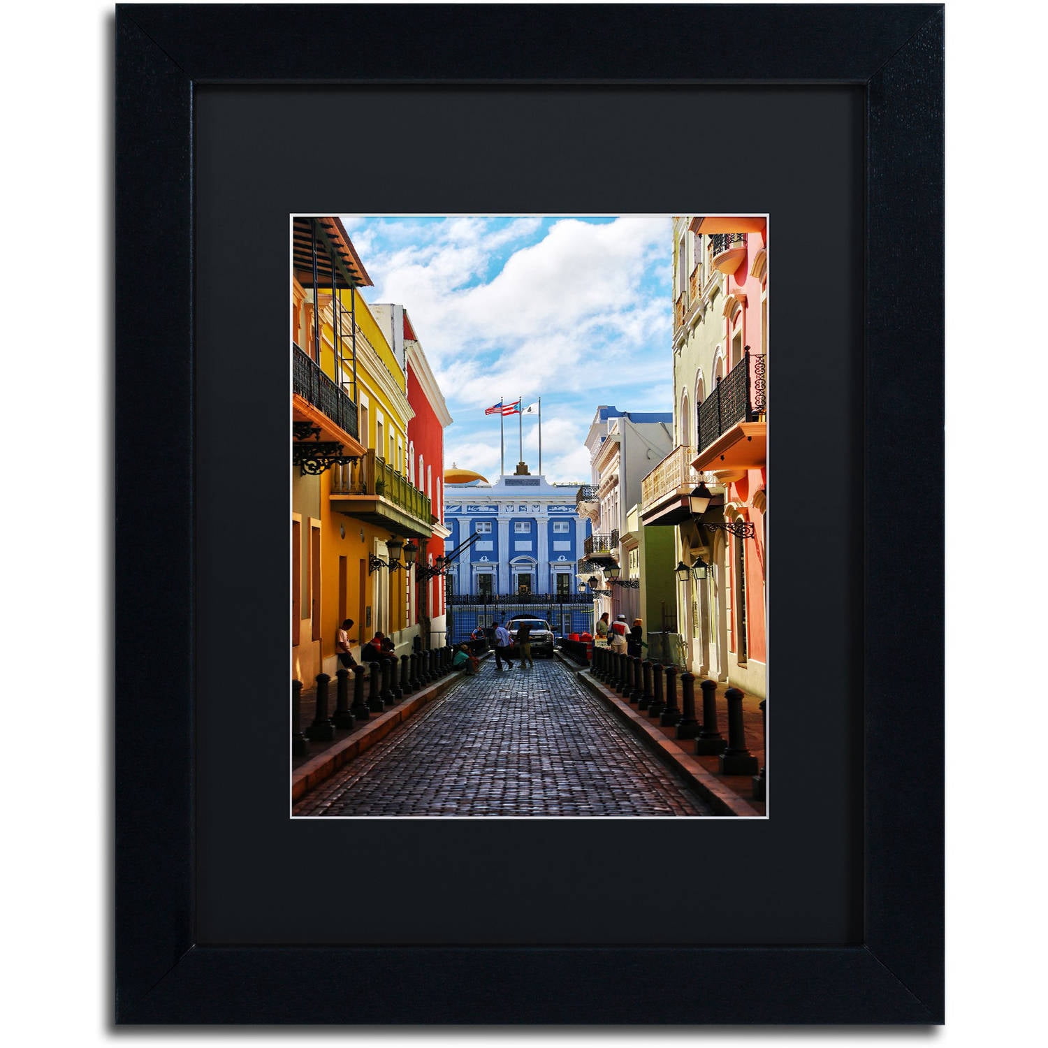 Trademark Fine Art "Old San Juan 7" Canvas Art by CATeyes, Black Matte, Black Frame
