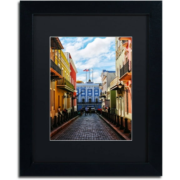 Trademark Fine Art "Old San Juan 7" Canvas Art by CATeyes, Black Matte, Black Frame