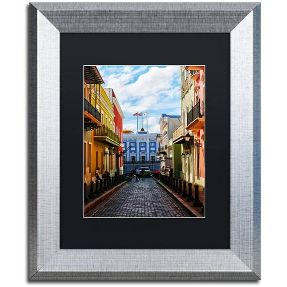 Trademark Fine Art "Old San Juan 7" Canvas Art by CATeyes, Black Matte, Silver Frame