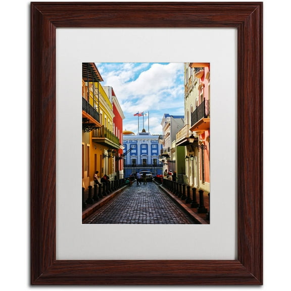 Trademark Fine Art "Old San Juan 7" Canvas Art by CATeyes, White Matte, Wood Frame