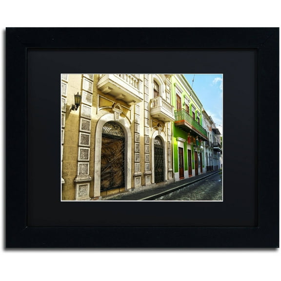 Trademark Fine Art "Old San Juan 8" Canvas Art by CATeyes, Black Matte, Black Frame