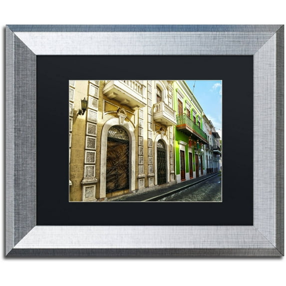 Trademark Fine Art "Old San Juan 8" Canvas Art by CATeyes, Black Matte, Silver Frame