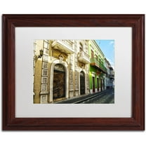 Trademark Fine Art "Old San Juan 8" Canvas Art by CATeyes, White Matte, Wood Frame