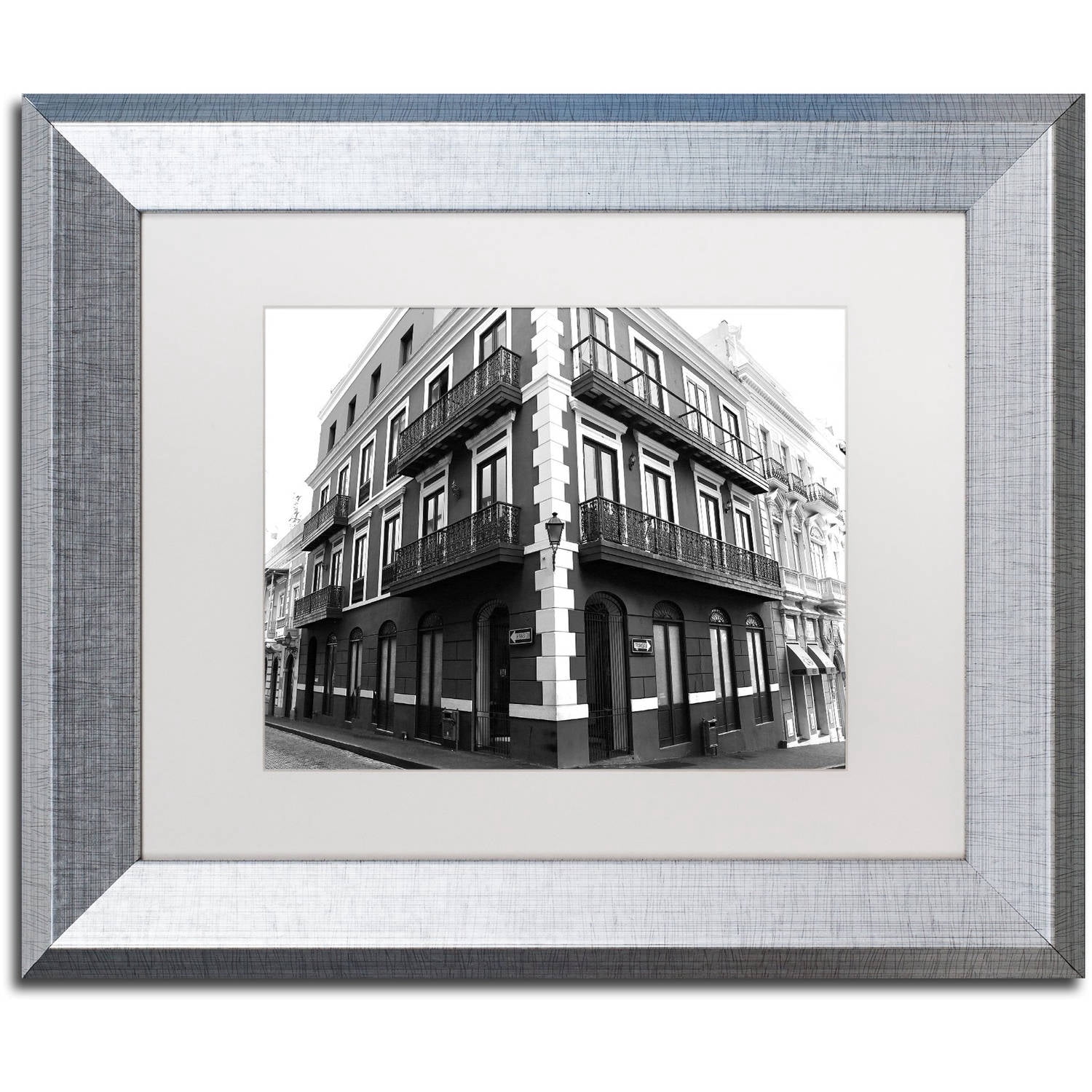 Trademark Fine Art "Old San Juan 9" Canvas Art by CATeyes, White Matte, Silver Frame