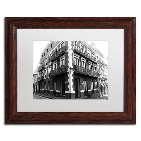 Trademark Fine Art "Old San Juan 9" Canvas Art by CATeyes, White Matte, Wood Frame