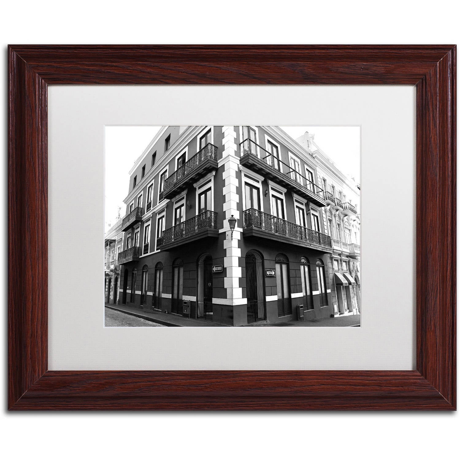 Trademark Fine Art "Old San Juan 9" Canvas Art by CATeyes, White Matte, Wood Frame