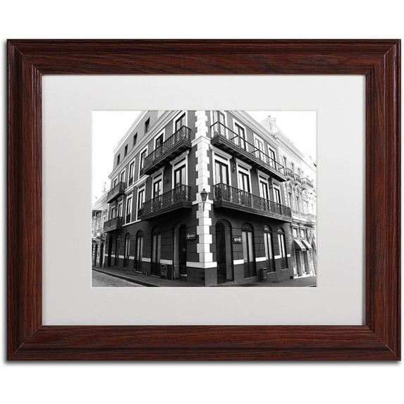 Trademark Fine Art "Old San Juan 9" Canvas Art by CATeyes, White Matte, Wood Frame