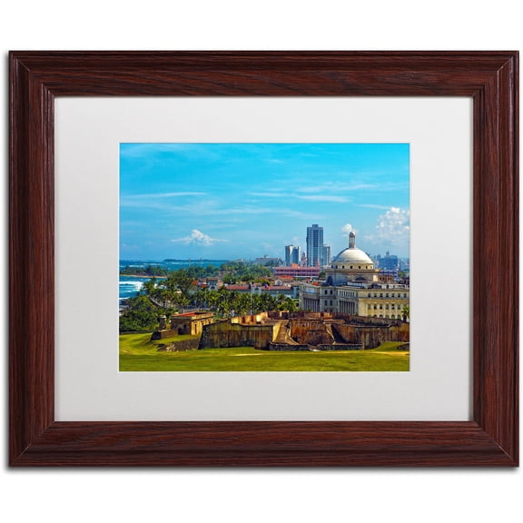 Trademark Fine Art "Old San Juan" Canvas Art by CATeyes, White Matte, Wood Frame