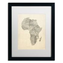 Trademark Fine Art 'Old Sheet Music Map of Africa' Canvas Art by Michael Tompsett, White Matte, Black Frame