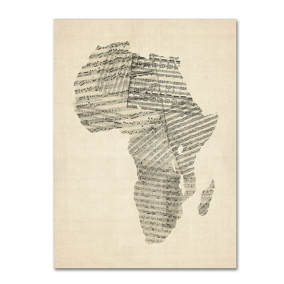 Trademark Fine Art "Old Sheet Music Map of Africa" Canvas Art by Michael Tompsett