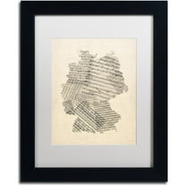 Trademark Fine Art 'Old Sheet Music Map of Germany' Canvas Art by Michael Tompsett, White Matte, Black Frame
