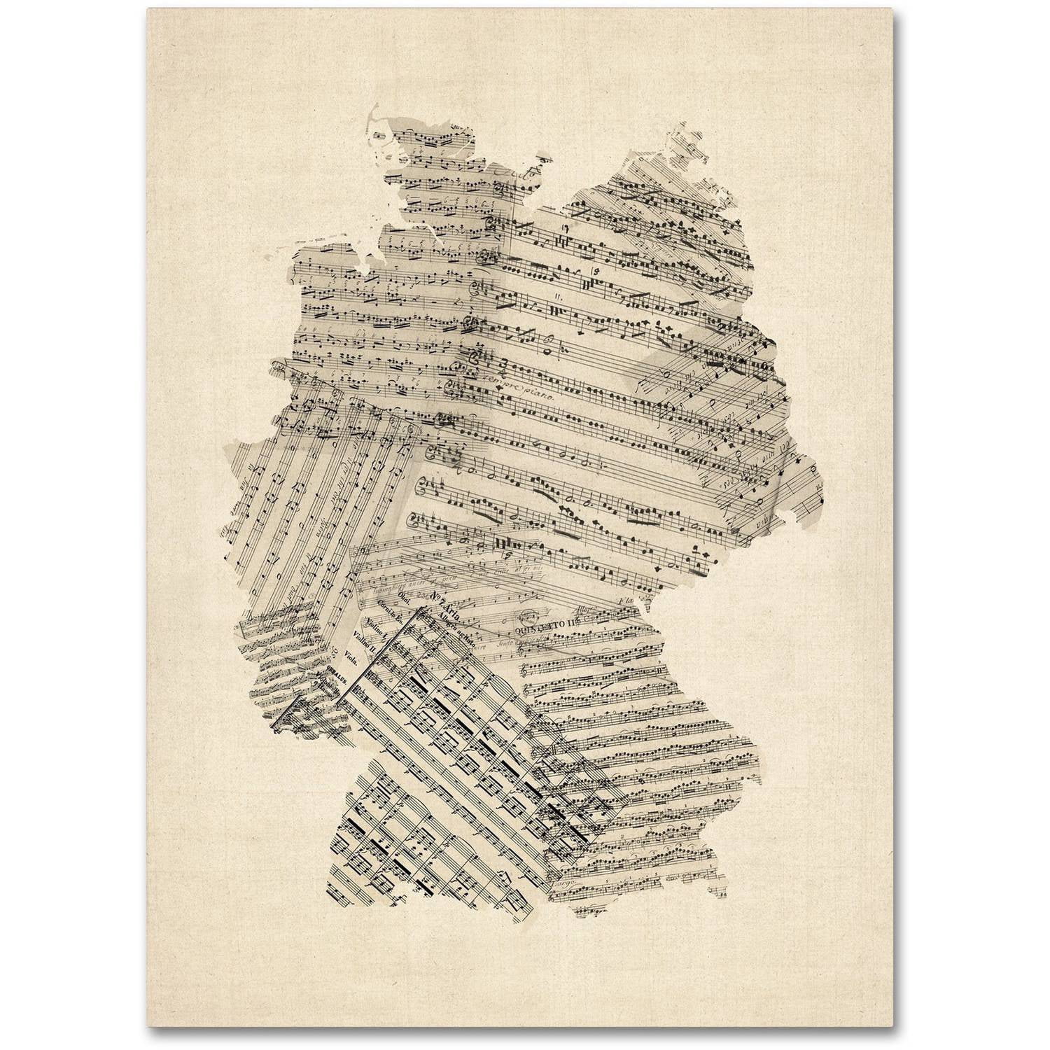 Trademark Fine Art "Old Sheet Music Map of Germany" Canvas Art by Michael Tompsett
