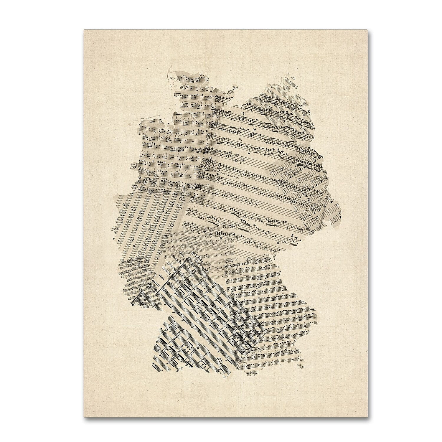 Trademark Fine Art "Old Sheet Music Map of Germany" Canvas Art by Michael Tompsett