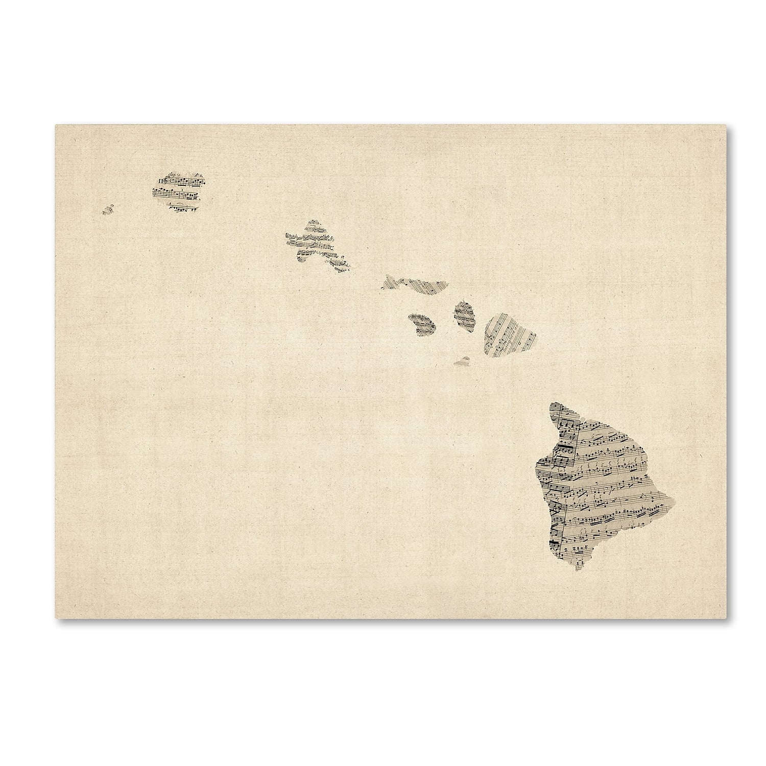 Trademark Fine Art "Old Sheet Music Map of Hawaii" Canvas Art by Michael Tompsett